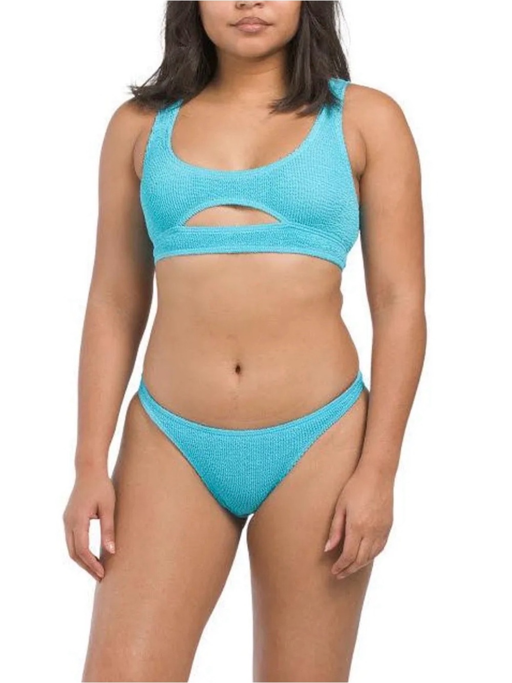 bond-eye Textured Cutout Bikini Set - Aqua